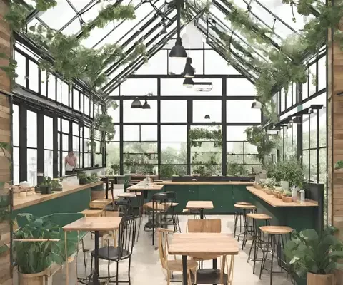 People Building Greenhouse Cafe
