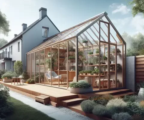 Greenhouse attached to house