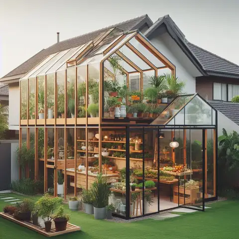 Greenhouse attached to house kits