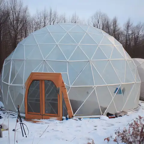 geodesic dome greenhouse winter