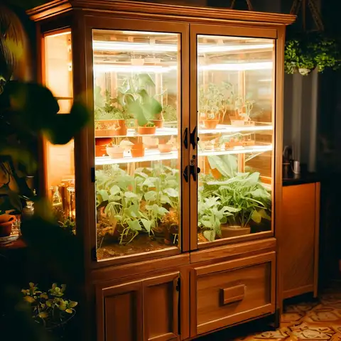 indoor greenhouse cabinet with lights