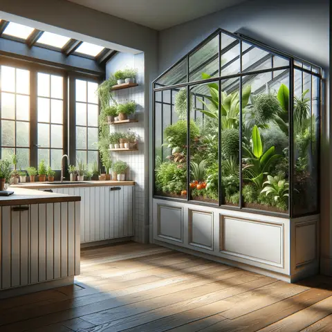 Greenhouse windows for kitchen A modern kitchen with a professionally installed greenhouse window, showing a perfect fit and finish