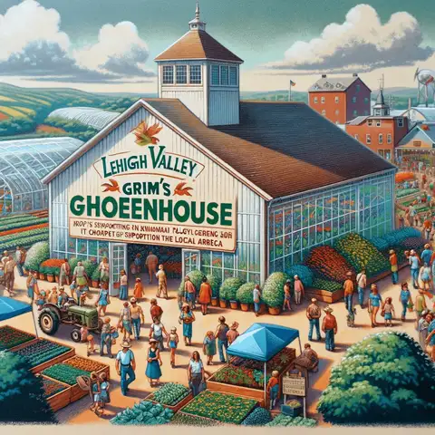 The community engagement at Grim's Greenhouse, illustrating the farm's role in supporting the local Lehigh Valley area