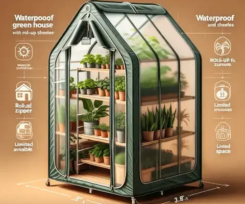 10. CEBOLAN Green House with Roll Up Zipper and Shelves, a compact portable greenhouse measuring 3.08x5.9x3FT Best Portable Greenhouses for Your Garden