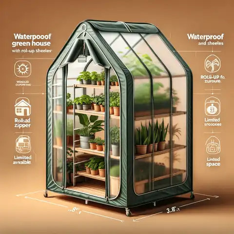 10. CEBOLAN Green House with Roll Up Zipper and Shelves, a compact portable greenhouse measuring 3.08x5.9x3FT Best Portable Greenhouses for Your Garden