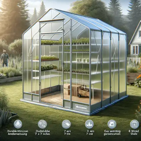 3. Nova Microdermabrasion Walk in Greenhouse, featuring a 57 x 57 x 77 inches structure with a durable PE cover, 3 tiers, and 8 wir Best Portable Greenhouses for Your Garden
