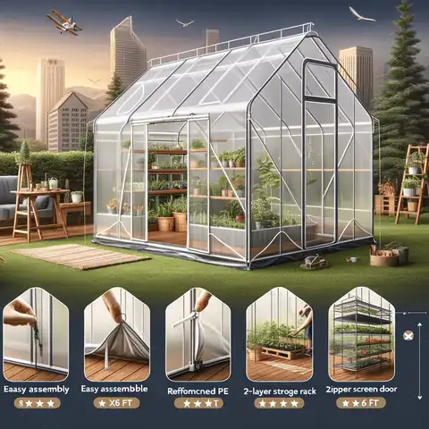 4. Quictent Walk in Greenhouse with 2 Layer Storage Rack, featuring an 8x6 FT structure with a reinforced PE cover, screen Best Portable Greenhouses for Your Garden