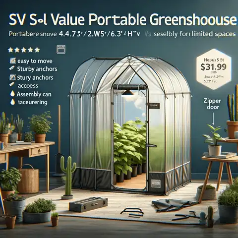 9. he 'SV SCOOL VALUE Portable Greenhouse with Zipper Door', a portable greenhouse measuring 4.7L×2.5W×6.3H Ft. Best Portable Greenhouses for Your Garden